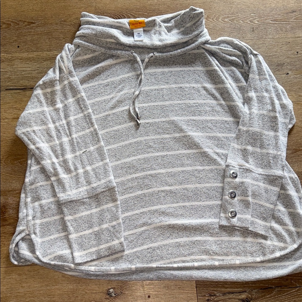 Ruby Rd. Heather Gray Cowl Neck Sweater